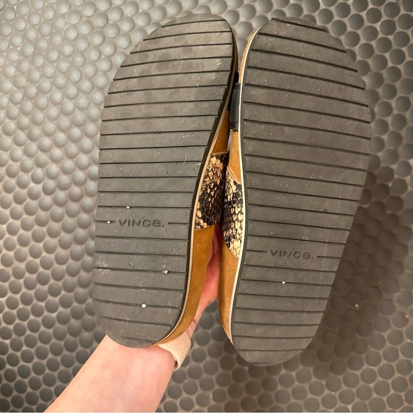Vince Leather Slide Sandals Black Tan & Snakeskin Pattern Size 6.5/EUR 36.5 - Picture 3 of 6